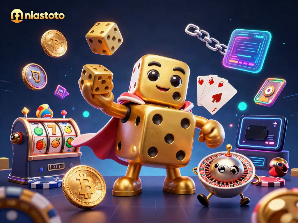 NIASTOTO menghadirkan aksi dadu emas raksasa dalam dunia permainan kasino yang futuristik.