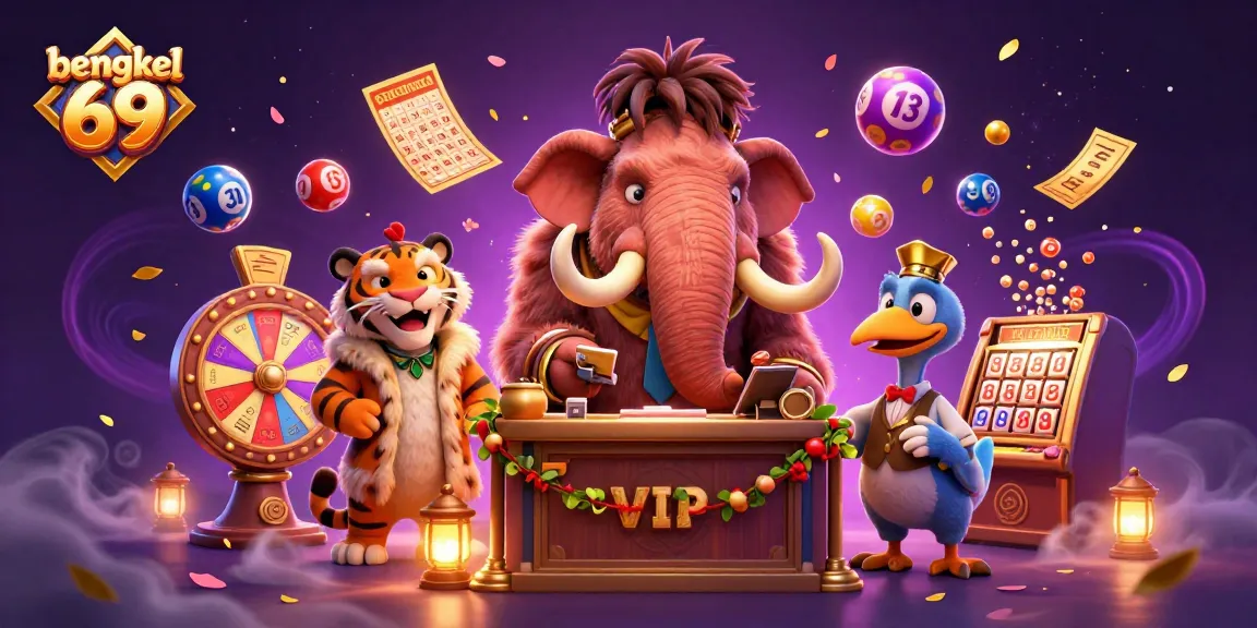 Experience top-tier gaming at bengkel 69 with a lively casino scene featuring unique characters and vibrant lottery elements.