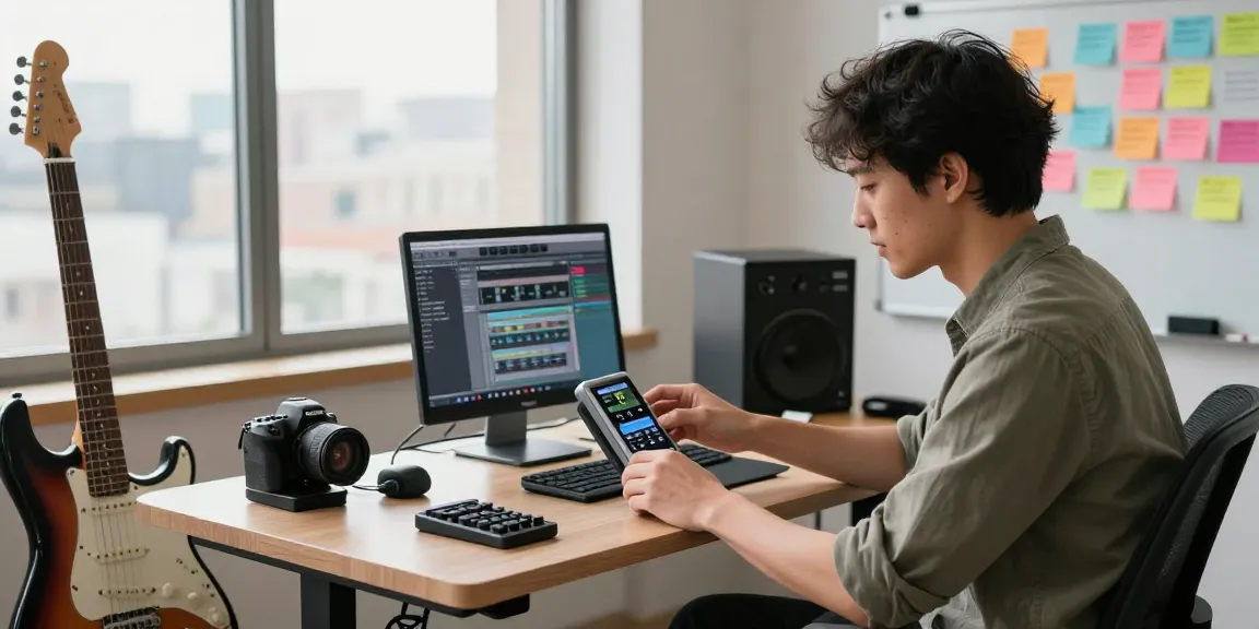 Proses penyetelan alat musik dengan BOS 88 di kantor modern