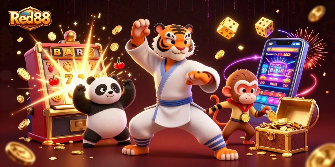 Experience the thrill of winning at Red88 with vibrant casino characters and exciting game elements.