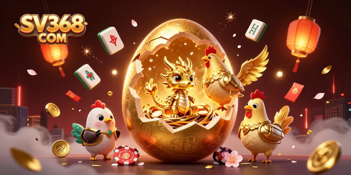 Experience the excitement of SV368 COM with a golden dragon among sparkling gambling elements.