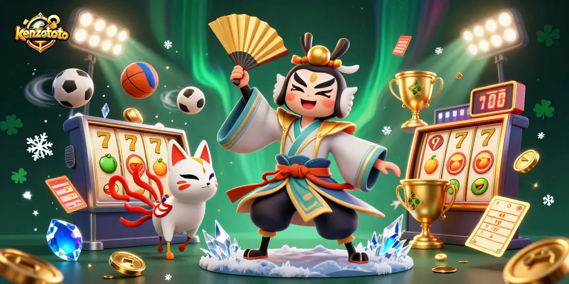Engage with kenzototo's vibrant casino scene featuring kabuki warriors and dynamic gaming elements.